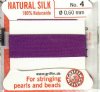 2 Meters of #4 Amethyst Griffin Silk Cord with Fixed Needle